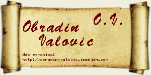 Obradin Valović vizit kartica